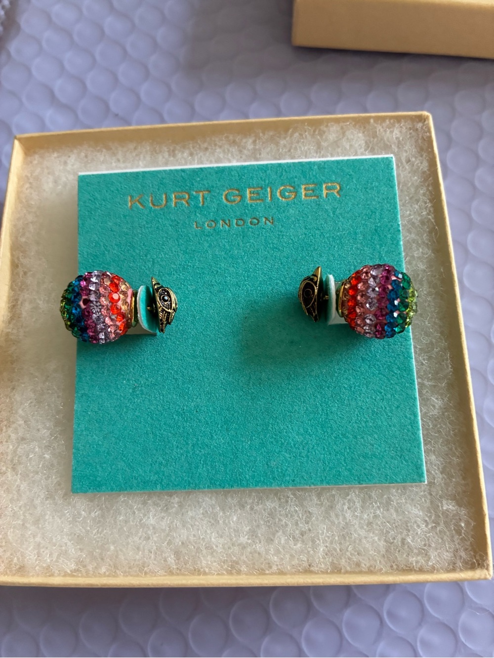 Kurt Geiger Rainbow Crystal Dome Stud Earrings